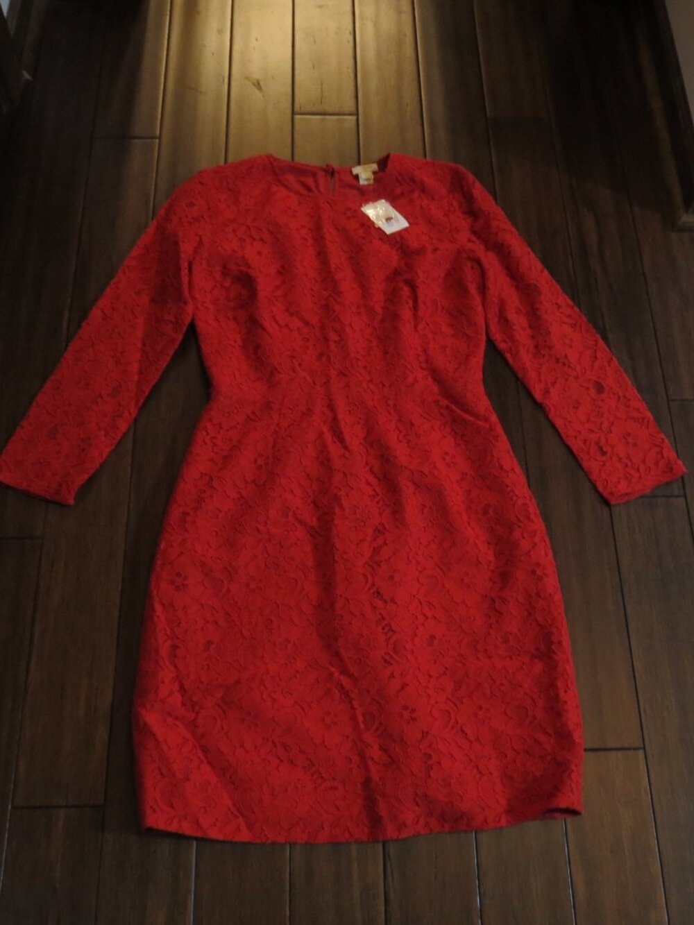 NEW WITH TAGS J. Crew Red Lace Overlay Long Sleeve Dress Fit & Flare Size 2